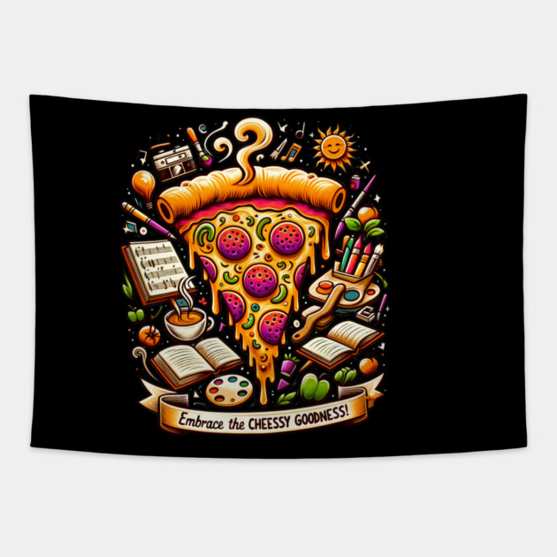 Pizza Lover Cheesy Goodness Tapestry by logiamerch