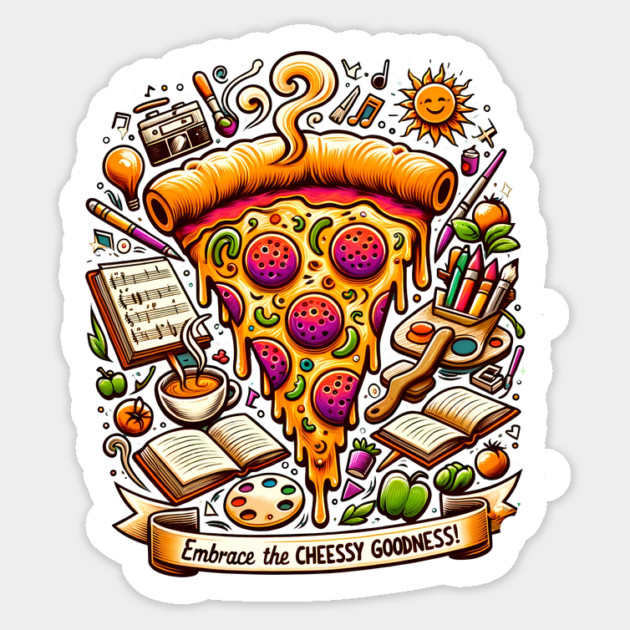 Pizza Lover Cheesy Goodness Sticker by logiamerch
