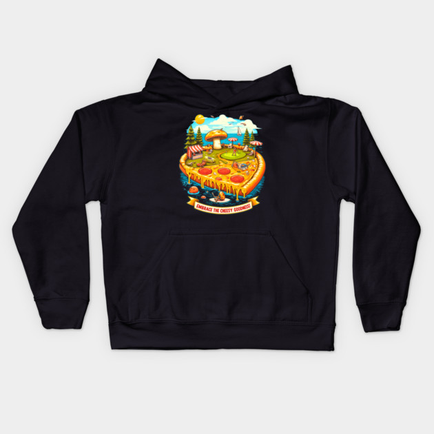 Pizza Lover Cheesy Goodnes Kids Hoodie by logiamerch