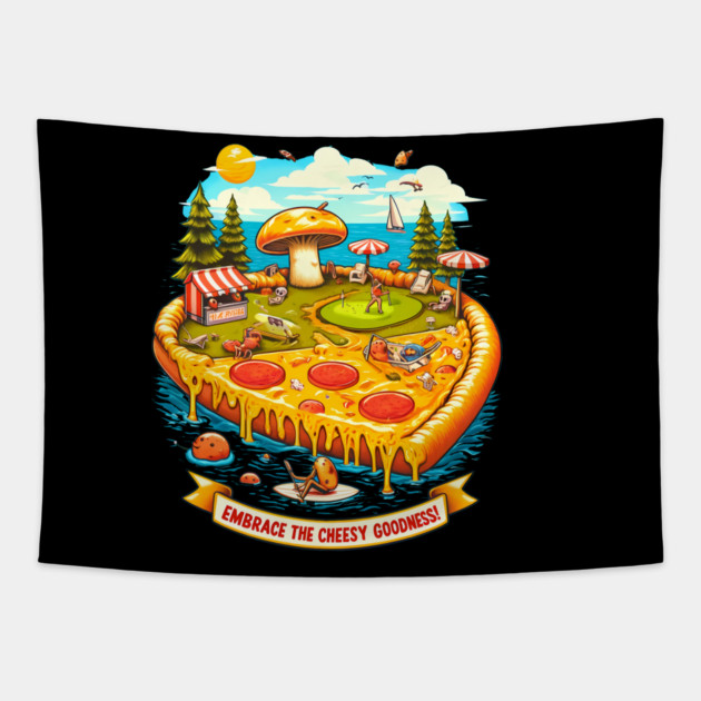 Pizza Lover Cheesy Goodnes Tapestry by logiamerch