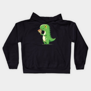 Cute Dinosaur Eating Pizza Kids Hoodie