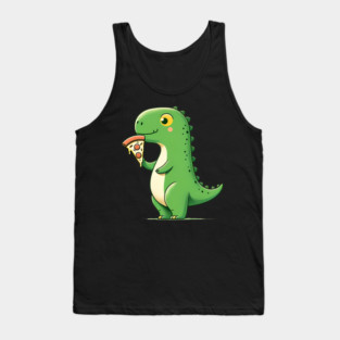 Cute Dinosaur Eating Pizza Tank Top