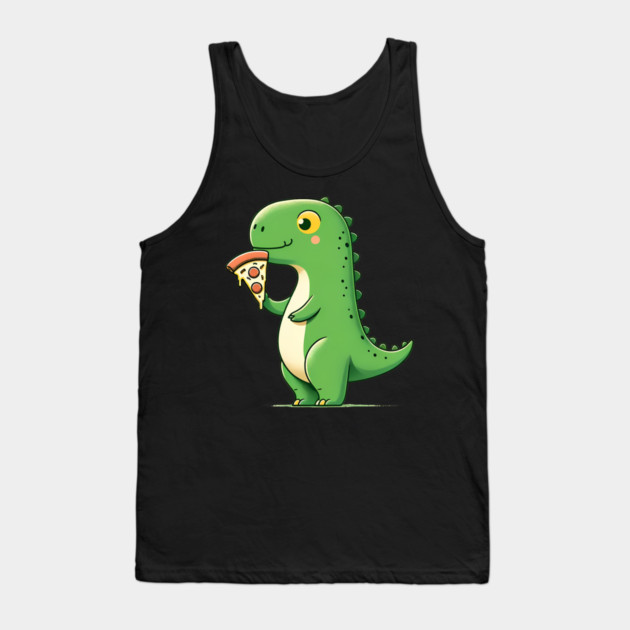 Cute Dinosaur Eating Pizza Tank Top by logiamerch