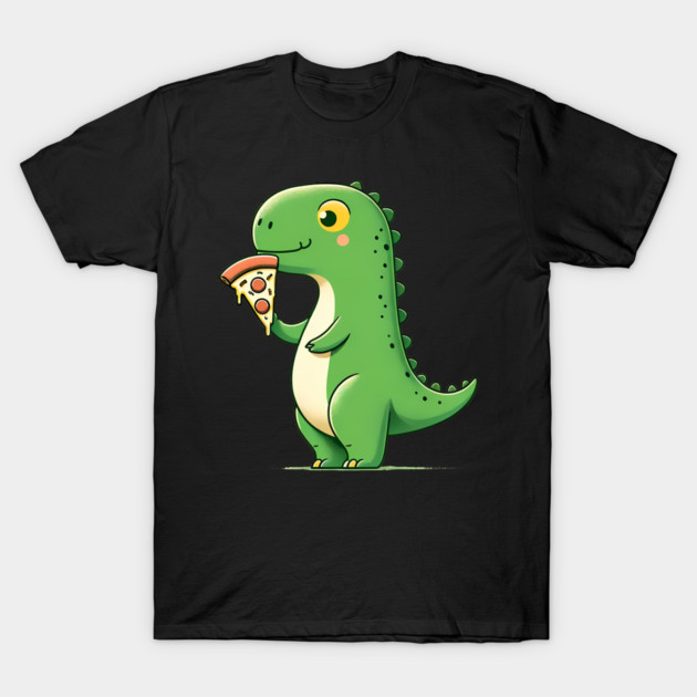 Cute Dinosaur Eating Pizza T-Shirt by logiamerch