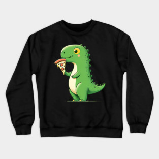 Cute Dinosaur Eating Pizza Crewneck Sweatshirt