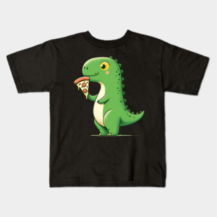 Cute Dinosaur Eating Pizza Kids T-Shirt