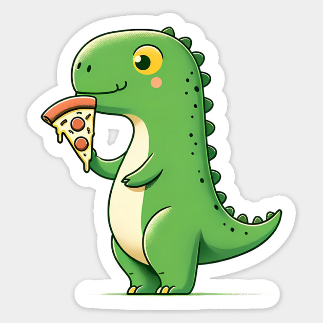 Cute Dinosaur Eating Pizza Sticker by logiamerch