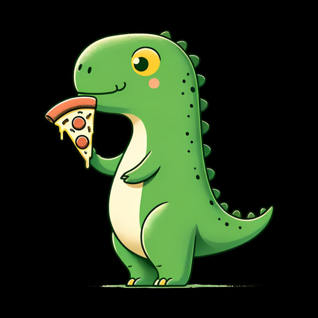 Cute Dinosaur Eating Pizza by logiamerch