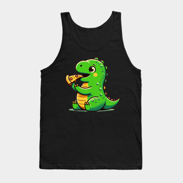 Cute Dinosaur Eating Pizza Tank Top by logiamerch