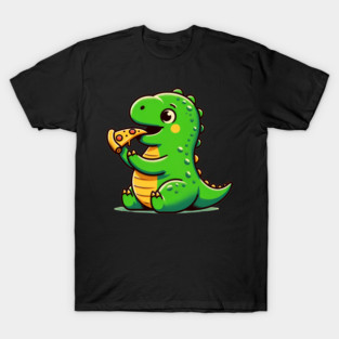 Cute Dinosaur Eating Pizza T-Shirt