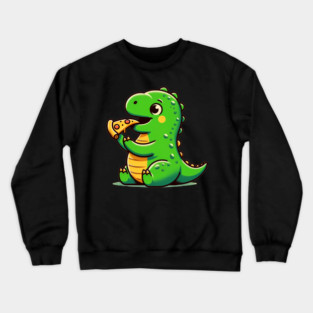 Cute Dinosaur Eating Pizza Crewneck Sweatshirt