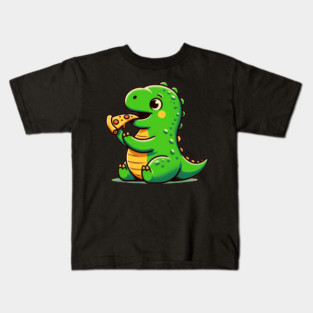 Cute Dinosaur Eating Pizza Kids T-Shirt