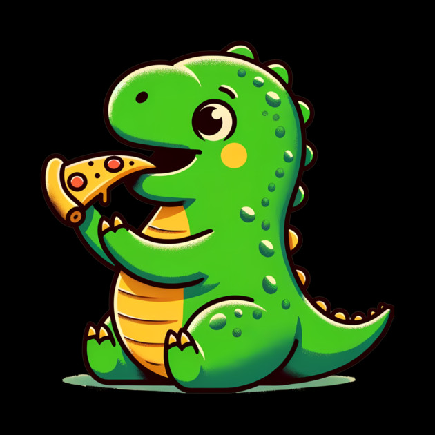 Cute Dinosaur Eating Pizza by logiamerch
