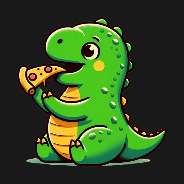 Cute Dinosaur Eating Pizza by logiamerch