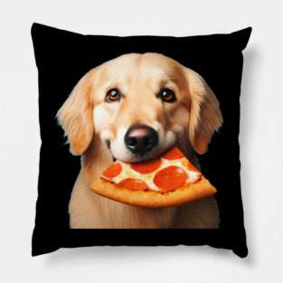 Cute Labrador Dog Eating Pizza Pillow