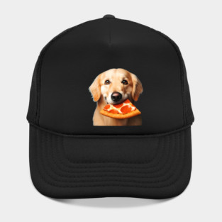Cute Labrador Dog Eating Pizza Hat
