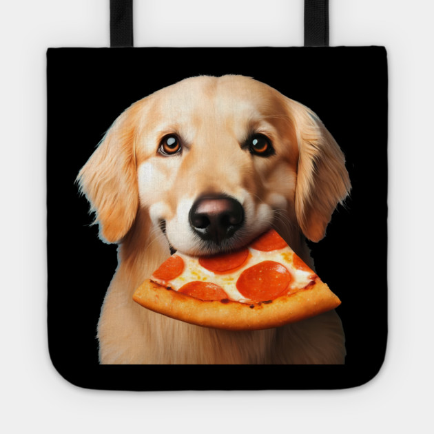 Cute Labrador Dog Eating Pizza Tote by logiamerch