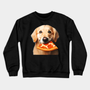 Cute Labrador Dog Eating Pizza Crewneck Sweatshirt