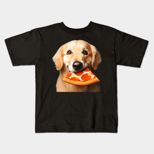 Cute Labrador Dog Eating Pizza Kids T-Shirt by logiamerch