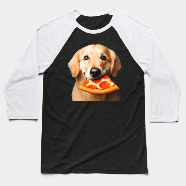 Cute Labrador Dog Eating Pizza Baseball T-Shirt by logiamerch