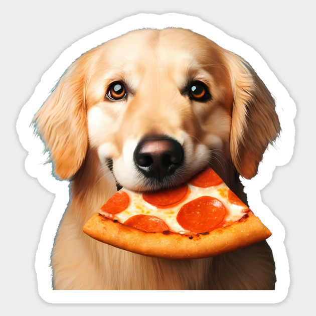 Cute Labrador Dog Eating Pizza Sticker by logiamerch