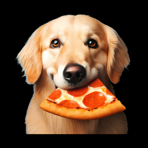 Cute Labrador Dog Eating Pizza by logiamerch