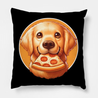 Cute Labrador Dog Eating Pizza Pillow