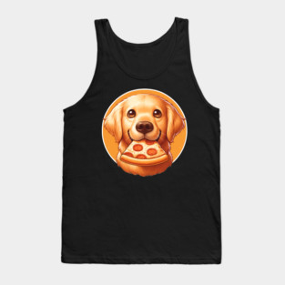 Cute Labrador Dog Eating Pizza Tank Top