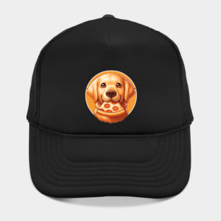 Cute Labrador Dog Eating Pizza Hat