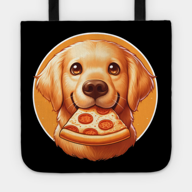 Cute Labrador Dog Eating Pizza Tote by logiamerch
