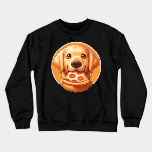 Cute Labrador Dog Eating Pizza Crewneck Sweatshirt