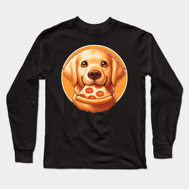 Cute Labrador Dog Eating Pizza Long Sleeve T-Shirt by logiamerch