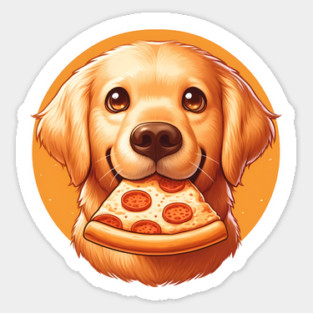 Cute Labrador Dog Eating Pizza Sticker