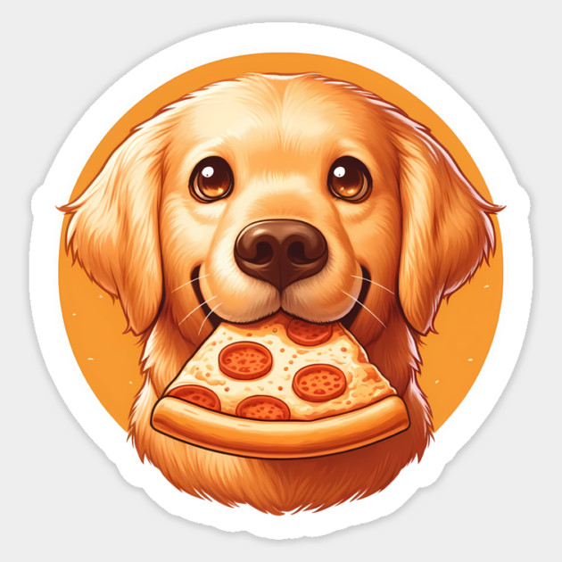 Cute Labrador Dog Eating Pizza Sticker by logiamerch