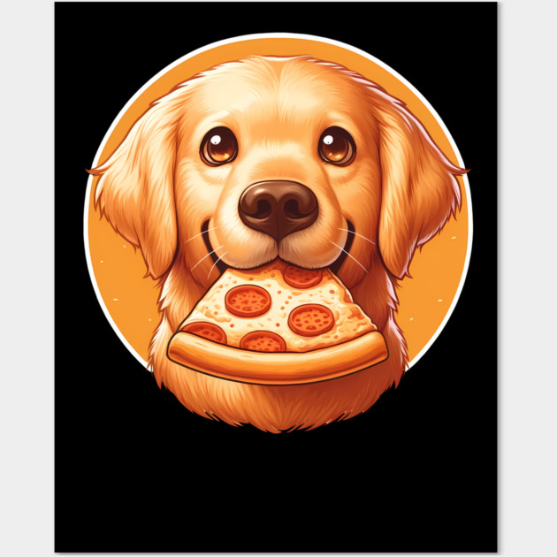Cute Labrador Dog Eating Pizza Wall Art by logiamerch