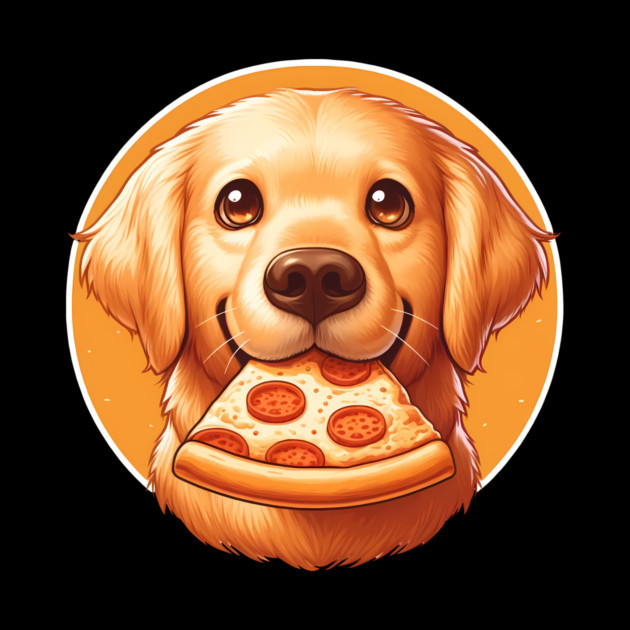 Cute Labrador Dog Eating Pizza by logiamerch