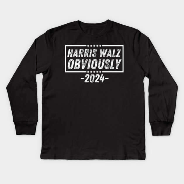 Harris-Walz-Obviously Kids Long Sleeve T-Shirt by BlackMeme94