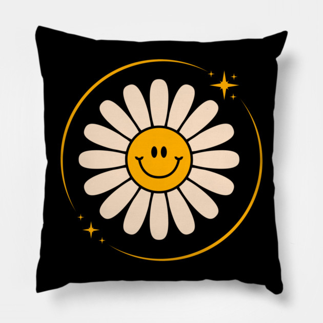 Flower Vintage 70s: Get Your Groove On with Retro Style! Pillow by BlackMeme94