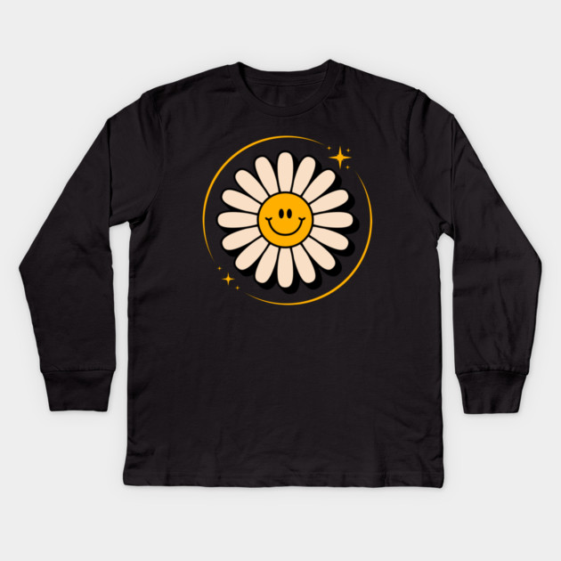 Flower Vintage 70s: Get Your Groove On with Retro Style! Kids Long Sleeve T-Shirt by BlackMeme94