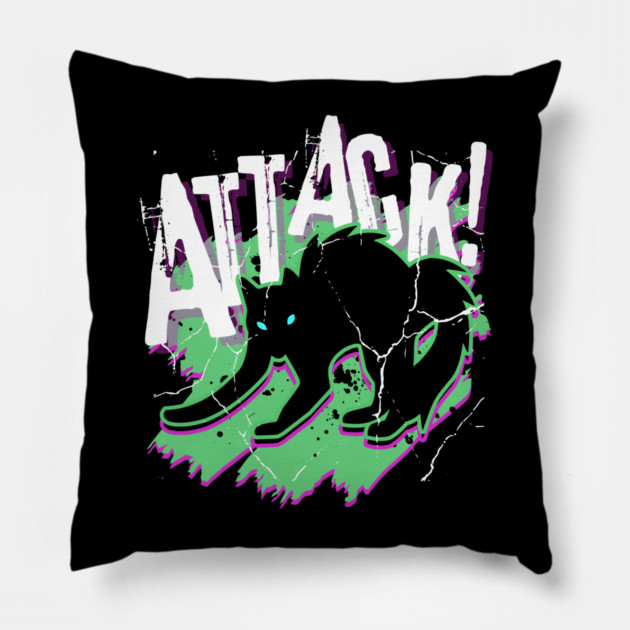 Attack Cat! Pillow by casualteesinc
