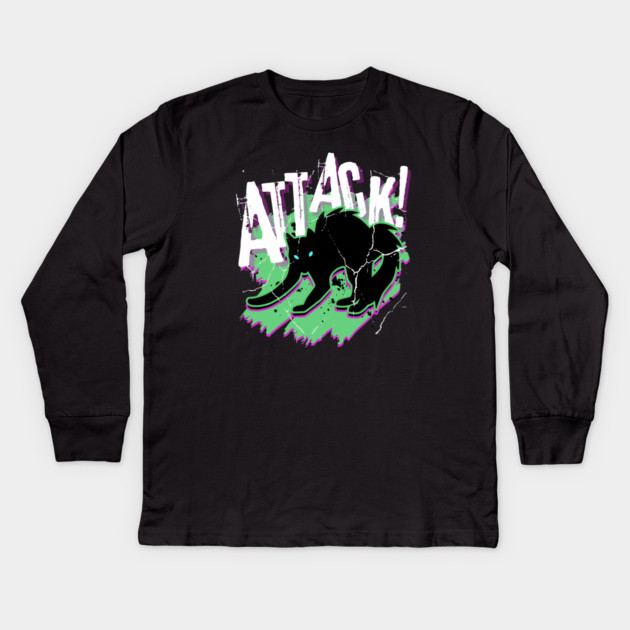 Attack Cat! Kids Long Sleeve T-Shirt by casualteesinc