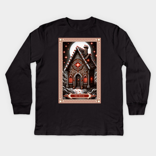 The Gingerbread House Tarot Card Kids Long Sleeve T-Shirt by HolidayBug