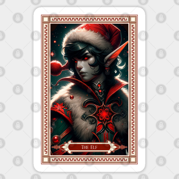 The Christmas Elf Tarot Card Sticker by HolidayBug