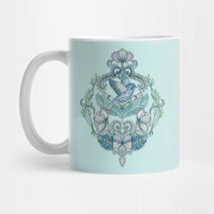 Not Even a Sparrow - hand drawn vintage bird illustration pattern Mug