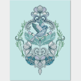 Not Even a Sparrow - hand drawn vintage bird illustration pattern Posters and Art