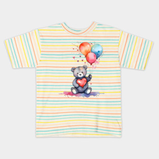 Cute Bear with Balloons Kids T-Shirt