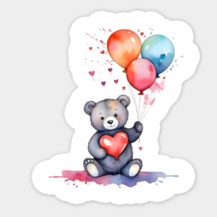 Cute Bear with Balloons Sticker