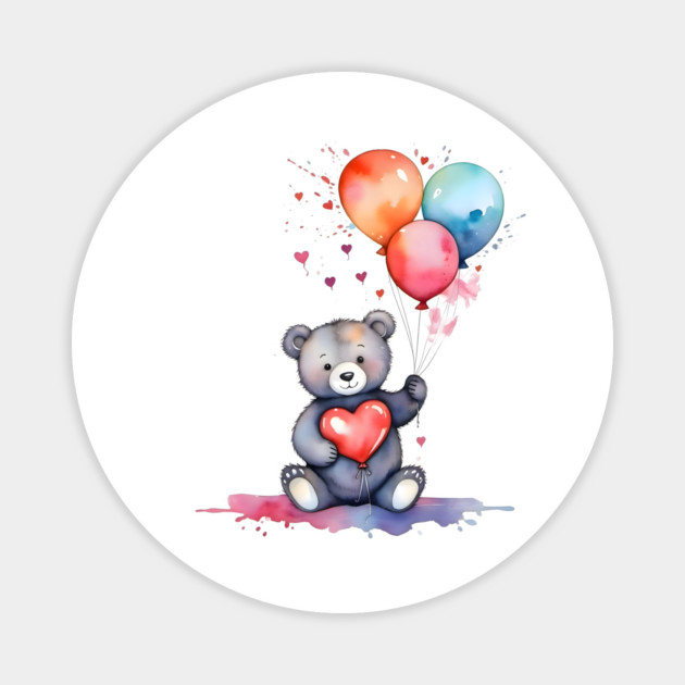 Cute Bear with Balloons Magnet by TurnEffect