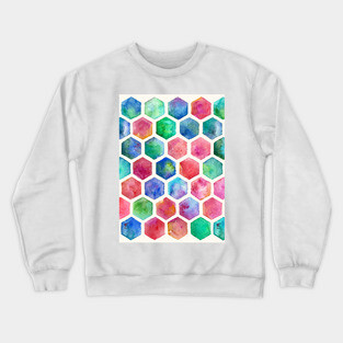 Hand Painted Watercolor Honeycomb Pattern Crewneck Sweatshirt