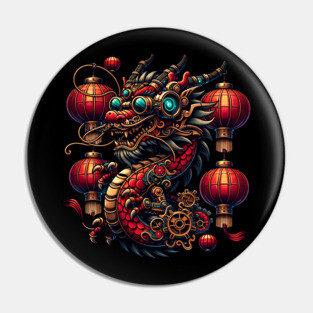Steampunk Chinese New Year Dragon Pin